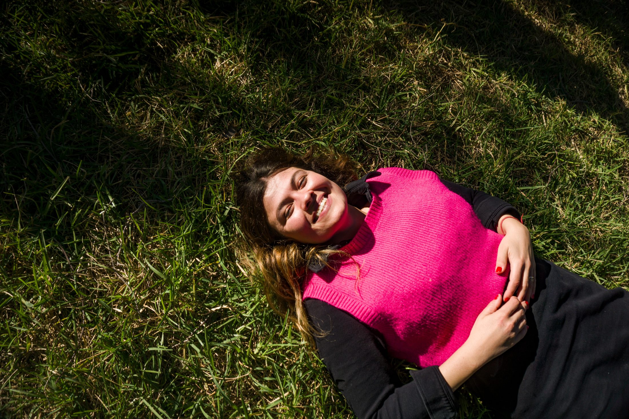 Nessie resting in sunlit grass